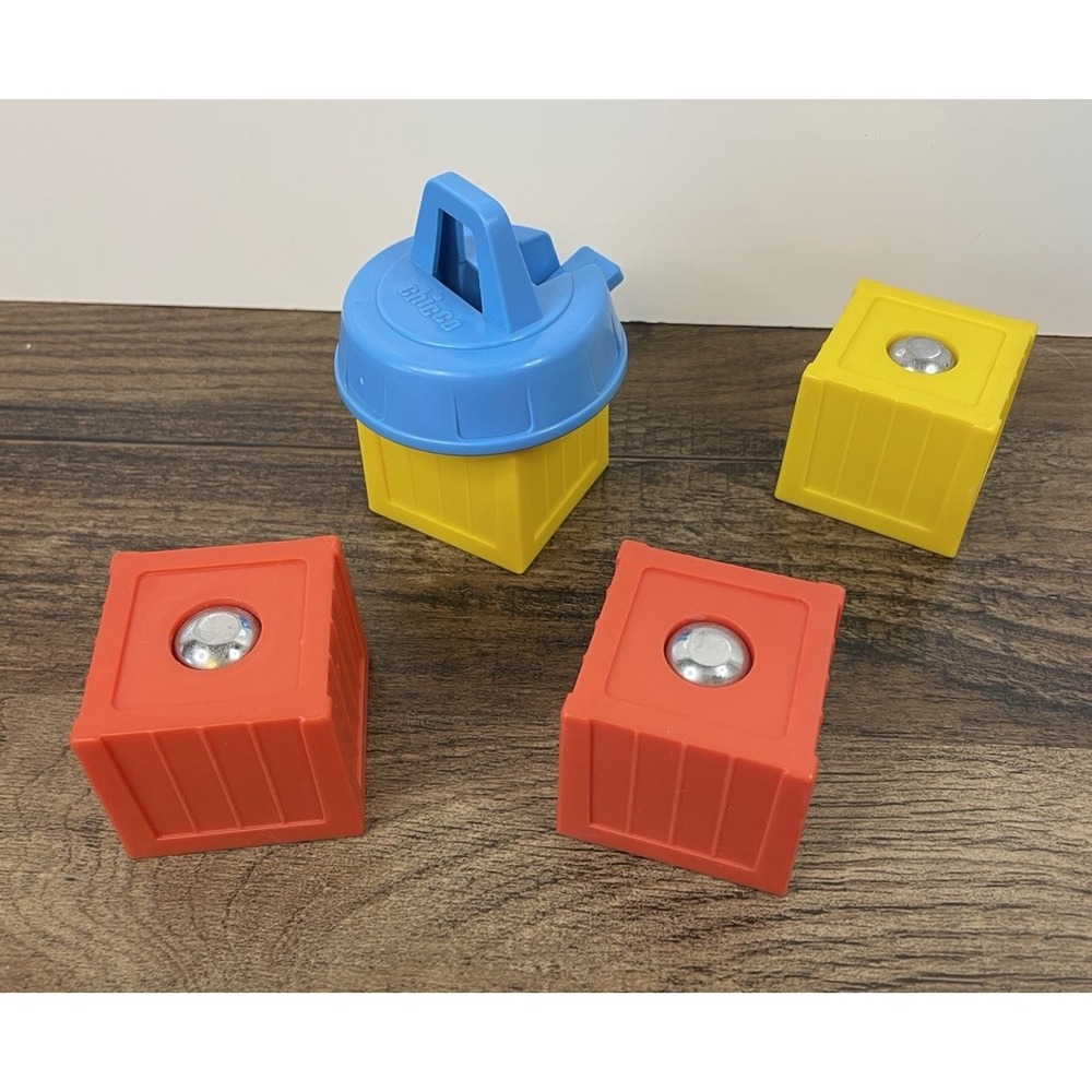 Vintage Magnetic Toy Kids Set Blocks Magnet Lifting Lid Lever Drops Chicco